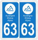 Auto - Autocollant immatriculation 63 – Blason Auvergne-Rhône-Alpes