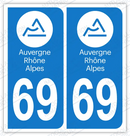 Auto - Autocollant immatriculation 69 – Auvergne-Rhône-Alpes