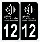 Auto - Autocollant immatriculation 12 – Occitanie