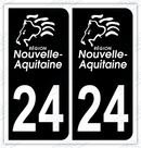 Auto - Autocollant immatriculation 24 – Nouvelle-Aquitaine