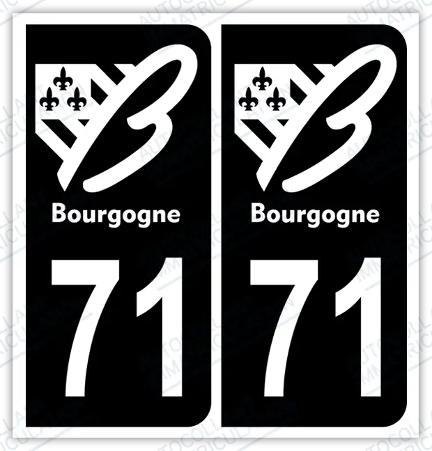 2 Stickers Département 71 (Saône-et-Loire) Pour Plaque D'immatriculation - Dimensions 45x98 Mm - Résistants Aux UV Et Lavages - Garantie 5 Ans - 11