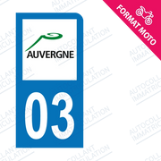 Moto - Autocollant immatriculation 03 – Auvergne