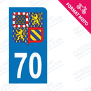Moto - Sticker immatriculation 70 - Blason Bourgogne Franche-Comté new