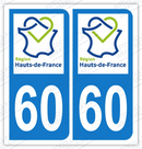 Auto - Sticker immatriculation 60 - Nouvelle région Hauts-de-France