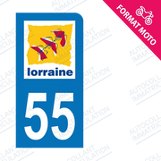 Moto - Autocollant immatriculation 55 – Lorraine