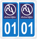 Auto - Autocollant immatriculation 01 - Nouveau logo Rhône Alpes