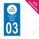 Moto - Sticker immatriculation 03 - Allier - Nouvelle région Auvergne Rhône Alpes new