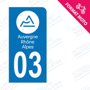 Moto - Autocollant immatriculation 03 – Auvergne-Rhône-Alpes