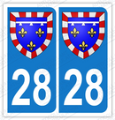 Auto - Autocollant plaque immatriculation 28 - Blason centre val de loire