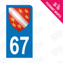 Moto - Sticker immatriculation 67 - Blason Alsace new