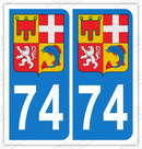 Auto - Sticker immatriculation 74 - Blason Auvergne Rhône Alpes