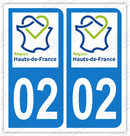 Auto - Sticker immatriculation 02 - Nouvelle région Hauts-de-France