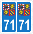 Auto - Sticker immatriculation 71 - Blason Bourgogne Franche-Comté