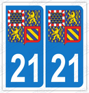Auto - Sticker immatriculation 21 - Blason Bourgogne Franche-Comté