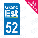 Moto - Sticker immatriculation 52 - Grand-Est new