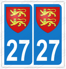 Auto - Sticker immatriculation 27 - Blason Normandie