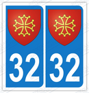 Auto - Sticker immatriculation 32 - Blason occitan