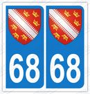 Auto - Sticker immatriculation 68 - Blason Alsace