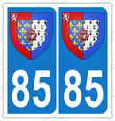 Auto - Sticker immatriculation 85 - Blason Pays de la loire