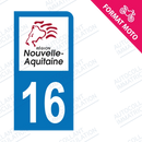 Moto - Sticker immatriculation 16 - Nouvelle Aquitaine new