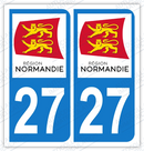 Auto - Sticker immatriculation 27 - Nouvelle région Normandie
