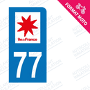 Moto - Sticker immatriculation 77 - Seine et Marne new