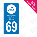 Moto - Sticker immatriculation 69 - Rhône - Nouvelle région Auvergne Rhône Alpes new