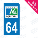 Moto - Sticker immatriculation 64 - Pyrénées Atlantiques new