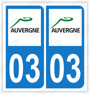 Auto - Autocollant immatriculation 03 – Auvergne-Rhône-Alpes