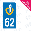Moto - Sticker immatriculation 62 - Pas de Calais new