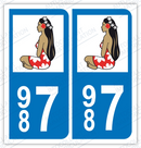 Auto - Sticker immatriculation 987 - Vahine
