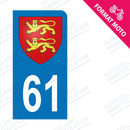 Moto - Sticker immatriculation 61 - Blason Normand new