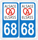 Auto - Sticker immatriculation 68 – Haut Rhin