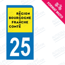Moto - Sticker immatriculation 25 - Nouvelle région Bourgogne Franche-Comté new