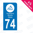 Moto - Sticker immatriculation 74 - Haute Savoie - Nouvelle région new
