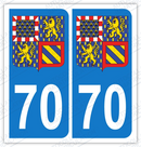 Auto - Sticker immatriculation 70 - Blason Bourgogne Franche-Comté