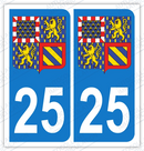 Auto - Sticker immatriculation 25 - Blason Bourgogne Franche-Comté