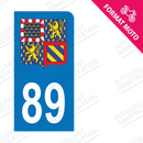 Moto - Sticker immatriculation 89 - Blason Bourgogne Franche-Comté new