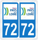 Auto - Sticker immatriculation 72 - Sarthe