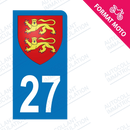 Moto - Sticker immatriculation 27 - Blason Normandie new