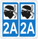Auto - Sticker immatriculation 2A – Corse du Sud
