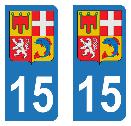 Sticker immatriculation 15 - Cantal - Blason Auvergne Rhône Alpes