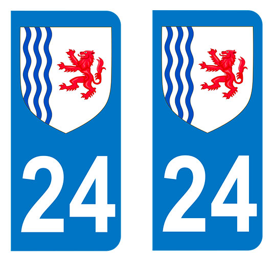 Sticker immatriculation 24 - Blason Nouvelle Aquitaine