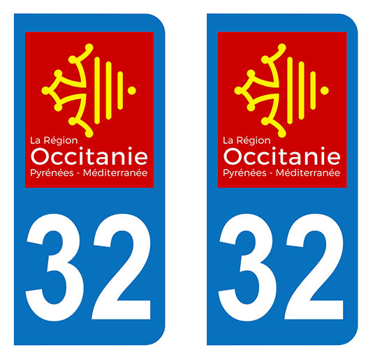 Sticker immatriculation 32 - Occitanie