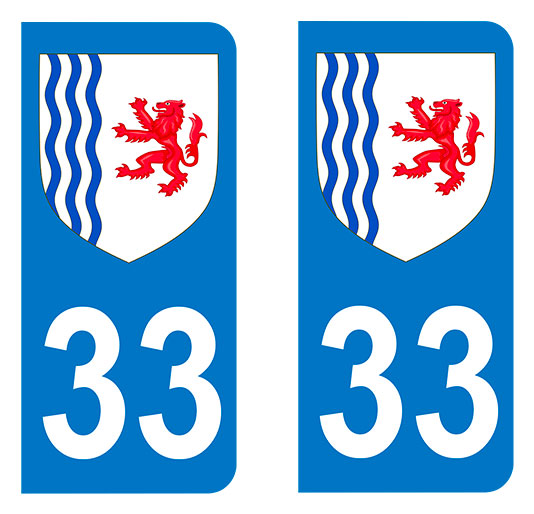 Sticker immatriculation 33 - Blason Nouvelle Aquitaine