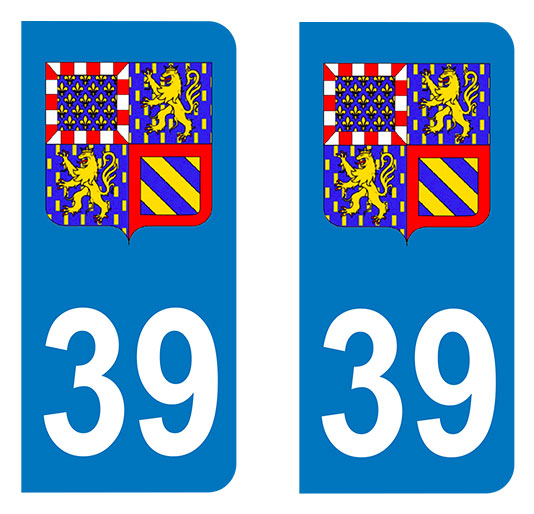 Sticker immatriculation 39 - Blason Bourgogne Franche-Comté