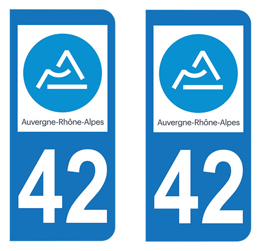 Sticker immatriculation 42 - Loire - Nouvelle région Auvergne Rhône Alpes