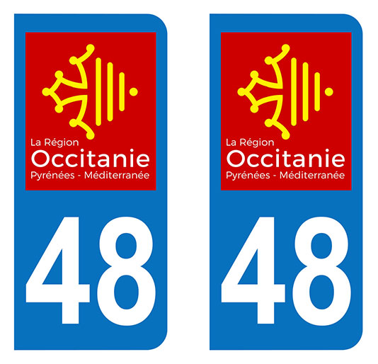 Sticker immatriculation 48 - Occitanie