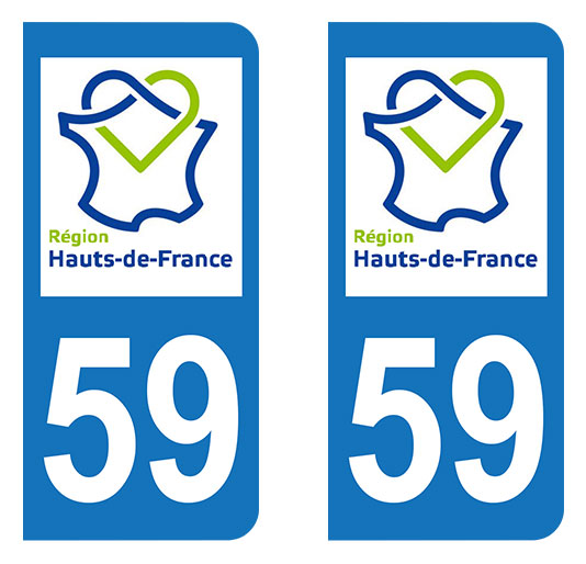 Sticker immatriculation 59 - Nouvelle région Hauts-de-France