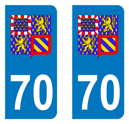 Sticker immatriculation 70 - Blason Bourgogne Franche-Comté